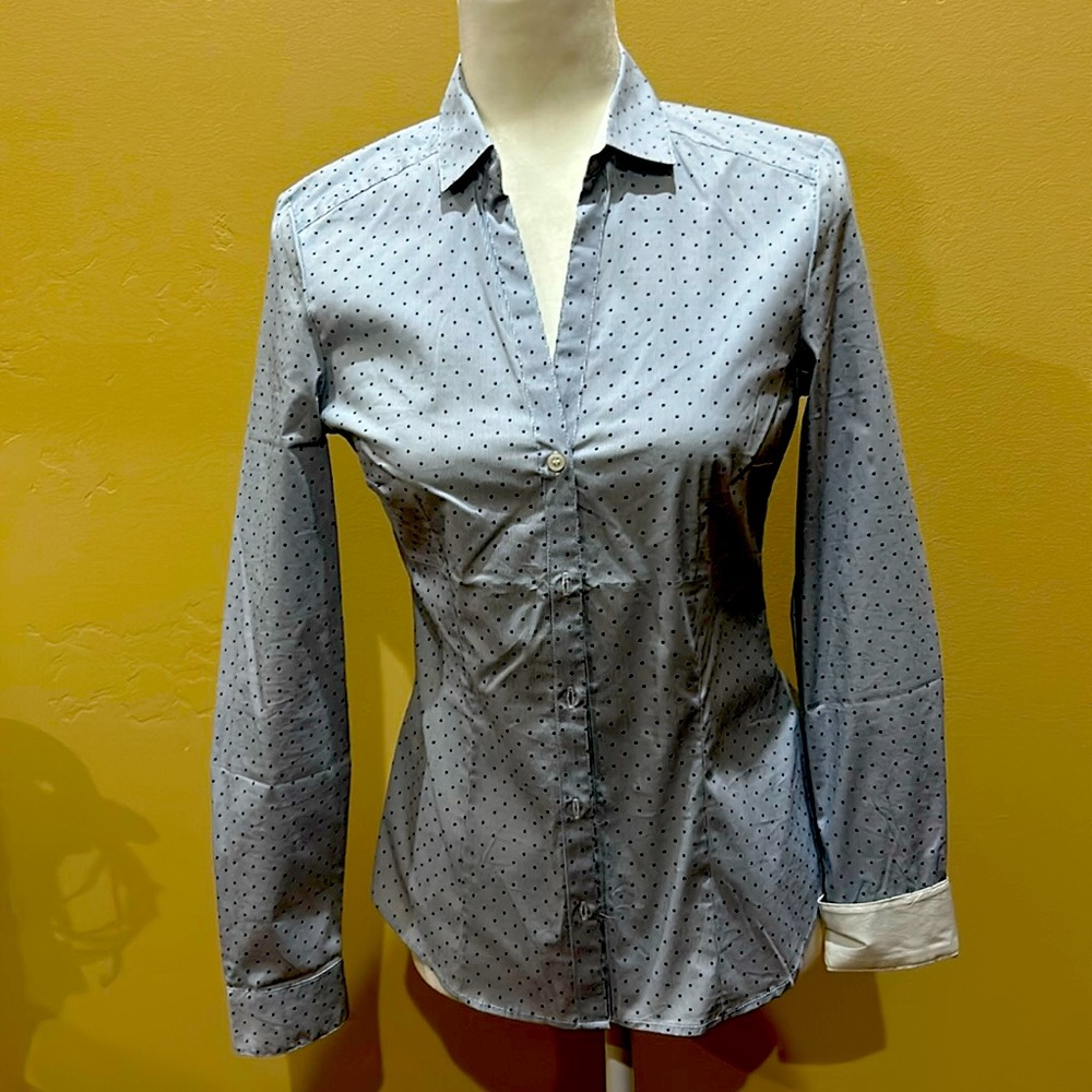 Blue polka dot blouse